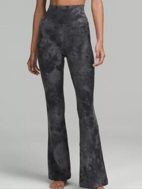 Groove Super-High-Rise (SHR) Flare Pant.   Charcoal Tie-Dye